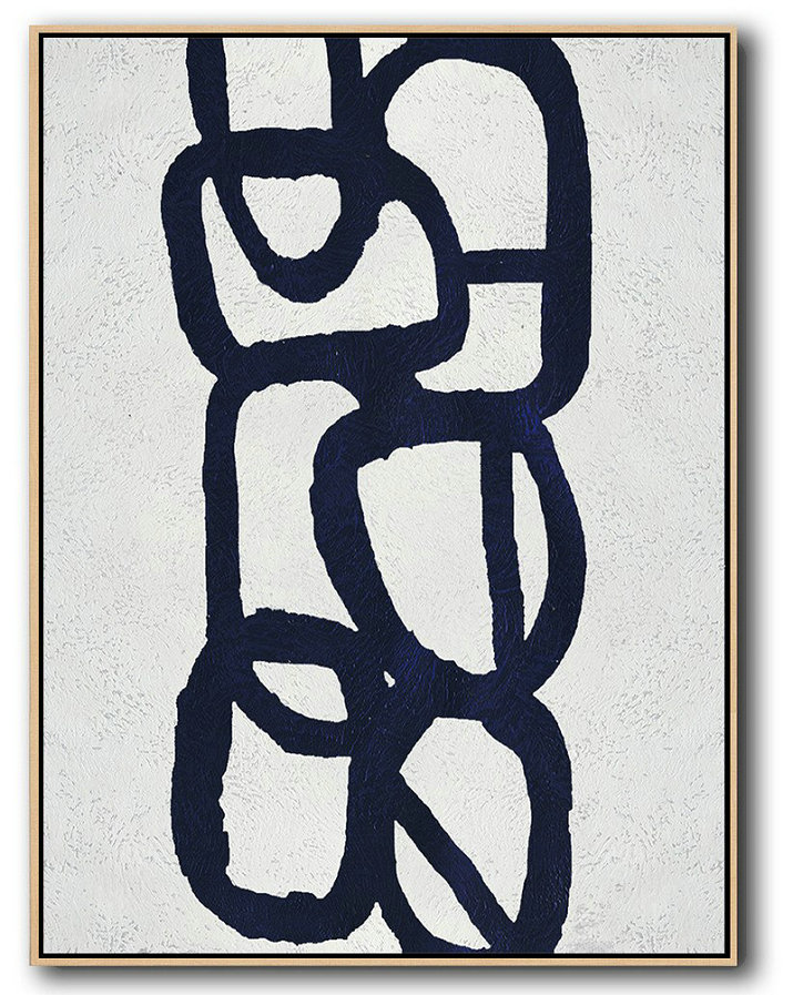 Extra Large Abstract Painting On Canvas,Buy Hand Painted Navy Blue Abstract Painting Online,Original Art Acrylic Painting